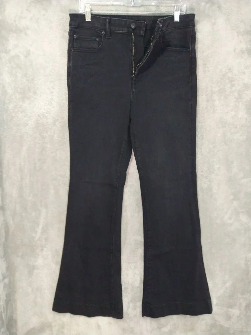 American Eagle Jeans Womens 12 Long Black Stretch Super High Rise Flare